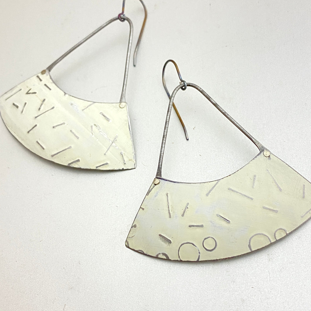 Creamy Confetti Wide Fan Tin Earrings