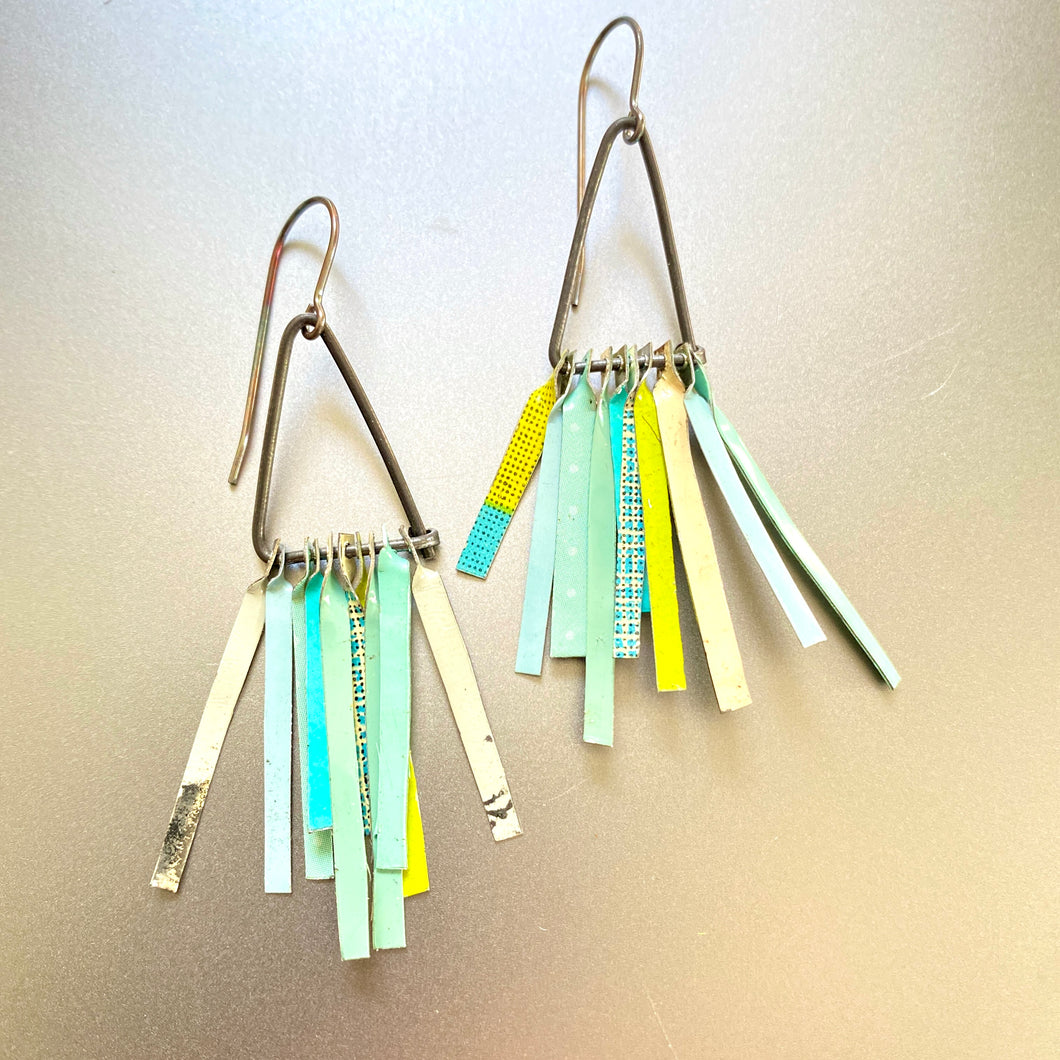 Mixed Turquoises Fringe-y II Tin Earrings