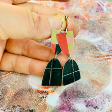 Load image into Gallery viewer, Midnight Colorblock Mod Arches Drop Tin Earrings