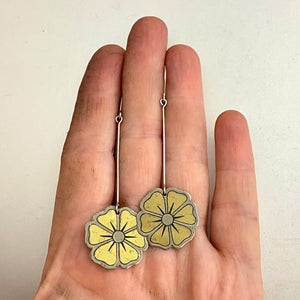 Antique Golden Blossoms Upcycled Tin Earrings