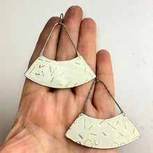 Load image into Gallery viewer, Creamy Confetti Wide Fan Tin Earrings