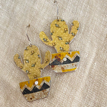 Load image into Gallery viewer, Li’l Potted Calico Cactus Tin Earrings