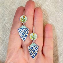 Load image into Gallery viewer, Tiny Flowers &amp; Harlequin Pattern Little Drop Earrings