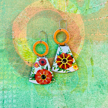 Load image into Gallery viewer, Fancy Red Blossoms Small Fans Tin Earrings