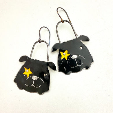 Yellow Star Bulldogs Tin Earrings