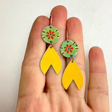 Load image into Gallery viewer, Red Blossoms &amp; Tuscan Yellow Tin Earrings