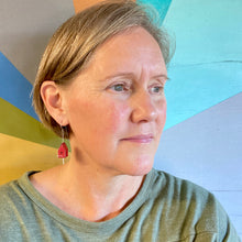 Load image into Gallery viewer, Matte Red Tiny Tin Birdhouse Earrings