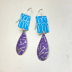 Electric Blue & Purple Droplets Earrings