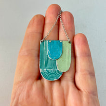 Load image into Gallery viewer, Mixed Greens Etched Arches Tin Necklace