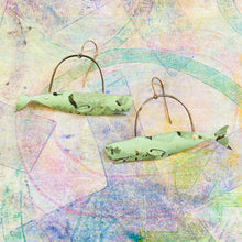 Load image into Gallery viewer, Seafoam Sperm Whales Upcycled Tin Earrings