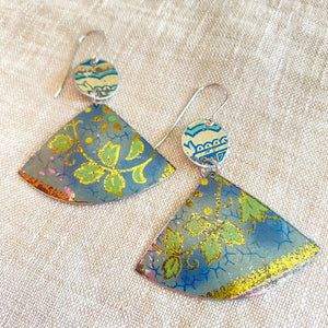 Mixed Vintage Blues Tin Fan Earrings