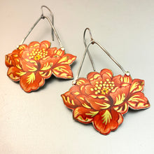 Load image into Gallery viewer, Big Red Flowers Tin Earrings