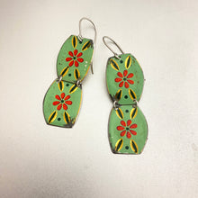 Load image into Gallery viewer, Red Flowers on Mantis Tin Earrings