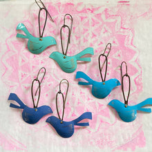 Load image into Gallery viewer, Dark Cornflower Mod Birds Tin Earrings