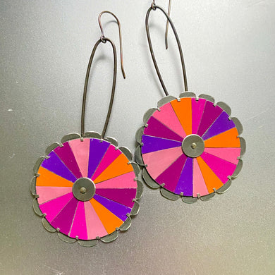 Rave Mandala Purples Tin Earrings