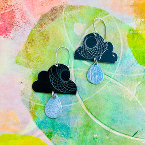 Spirograph Clouds Tin Earrings