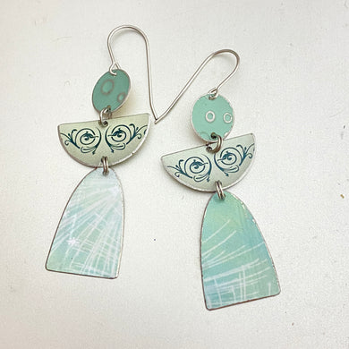 Muted Aqua Angels Tin Earrings