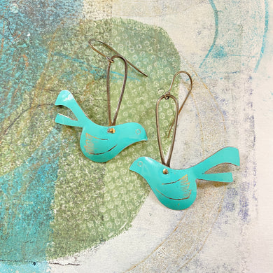 Turquoise Mod Birds Tin Earrings