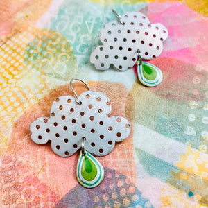 Holey Rain Clouds Upcycled Tin Earrings