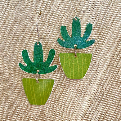 Green Li’l Mod Succulents Tin Earrings