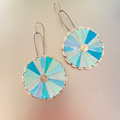 Rave Mandala Aqua Tin Earrings