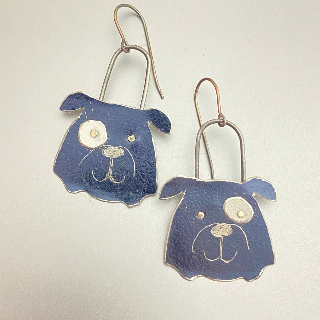 Midnight Blue Bulldogs Tin Earrings