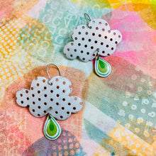 Load image into Gallery viewer, Holey Rain Clouds Upcycled Tin Earrings