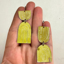 Load image into Gallery viewer, Etched Arch Fawn &amp; Green Tea Tin Earrings