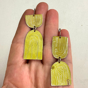 Etched Arch Fawn & Green Tea Tin Earrings