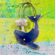 Load image into Gallery viewer, Dark Blue Humpback Whale Exhale Tin Necklace