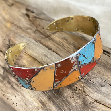 Vintage Polygon Tesserae Tin Cuff