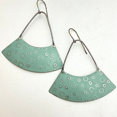 Dusty Seafoam Wide Fan Tin Earrings