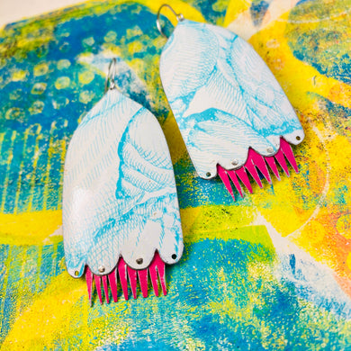 Aqua Shells Fantasy Flowers Tin Earrings