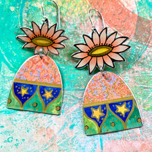 Load image into Gallery viewer, Fancy Pink Flowers &amp; Carnival Arched Tin Earrings