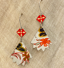 Load image into Gallery viewer, Vintage Bright Reds Pinked Edge Earrings