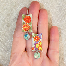 Load image into Gallery viewer, Orange-y Blossoms Mod Rectangle Earrings