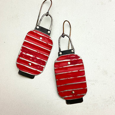 Red Japanese Lantern Tin Earrings