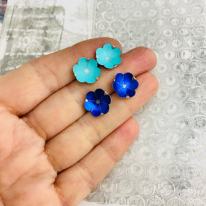 RESERVED Winecup, Purple, Blue Tiny Blossoms Post Earrings