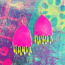 Load image into Gallery viewer, Hot Pink Fantastical Fuchsias Tin Earrings