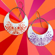 Load image into Gallery viewer, Frilly Butterflies Crescent Circle Earrings