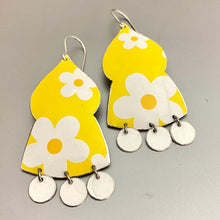 Load image into Gallery viewer, Mod Posies on Sunshine Temple Drop Tin Earrings