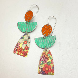 Allover Flower Angels Tin Earrings