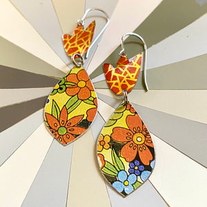 Allover Flowers and Orange Tulip Earrings