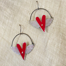 Load image into Gallery viewer, Winged Hearts Tin Earrings