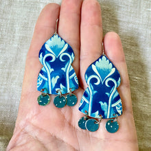 Load image into Gallery viewer, Shades of Blueberry Temple Drop Tin Earrings