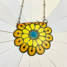 Load image into Gallery viewer, Stylized Orange Flower Tin Necklace