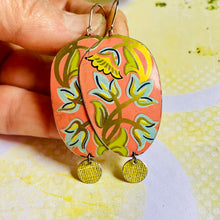 Load image into Gallery viewer, Vintage Pink Seedpod Drop Tin Earrings