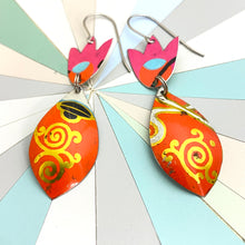 Load image into Gallery viewer, Cerise Tulips &amp; Tangerine Drop Earrings