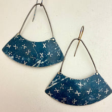 Load image into Gallery viewer, Denim Xs Wide Fan Tin Earrings