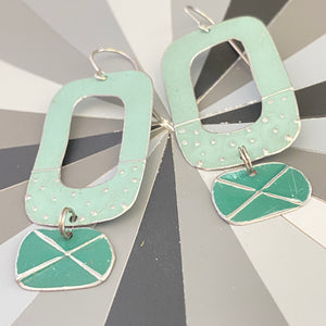 Turquoise Mod Tin Earrings